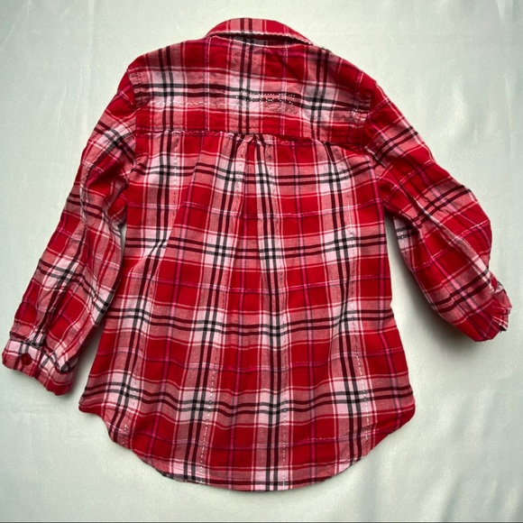 Guess Los Angeles Girls Red/Black Plaid Shirt Sz 3 - Picture 11 of 13
